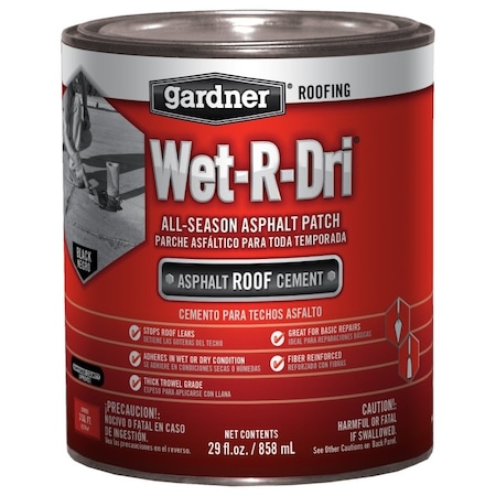 Gardner WET-R-DRI Series 0378-GA Roof Cement, 1 qt 6230-9-14